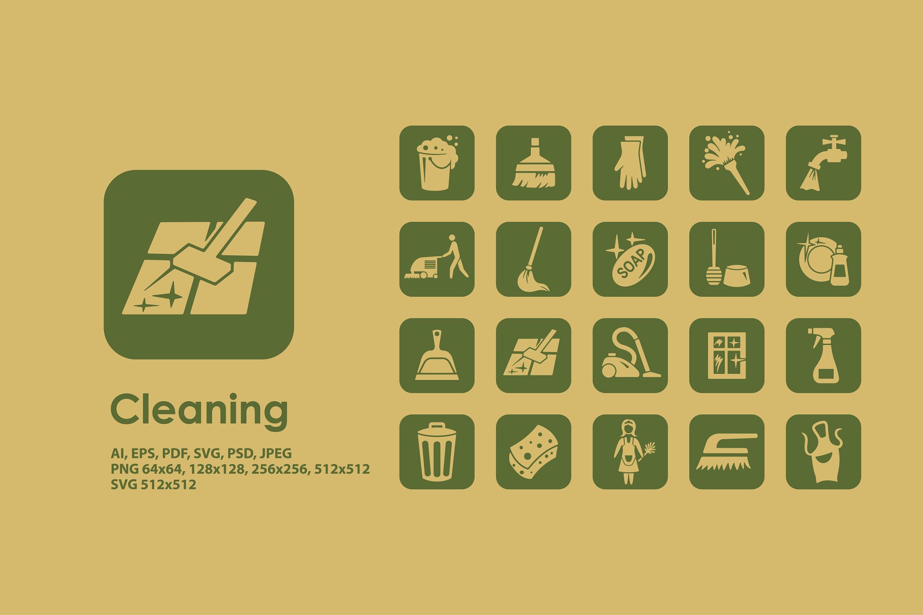 清洁工具图标素材 cleaning icons_ui社