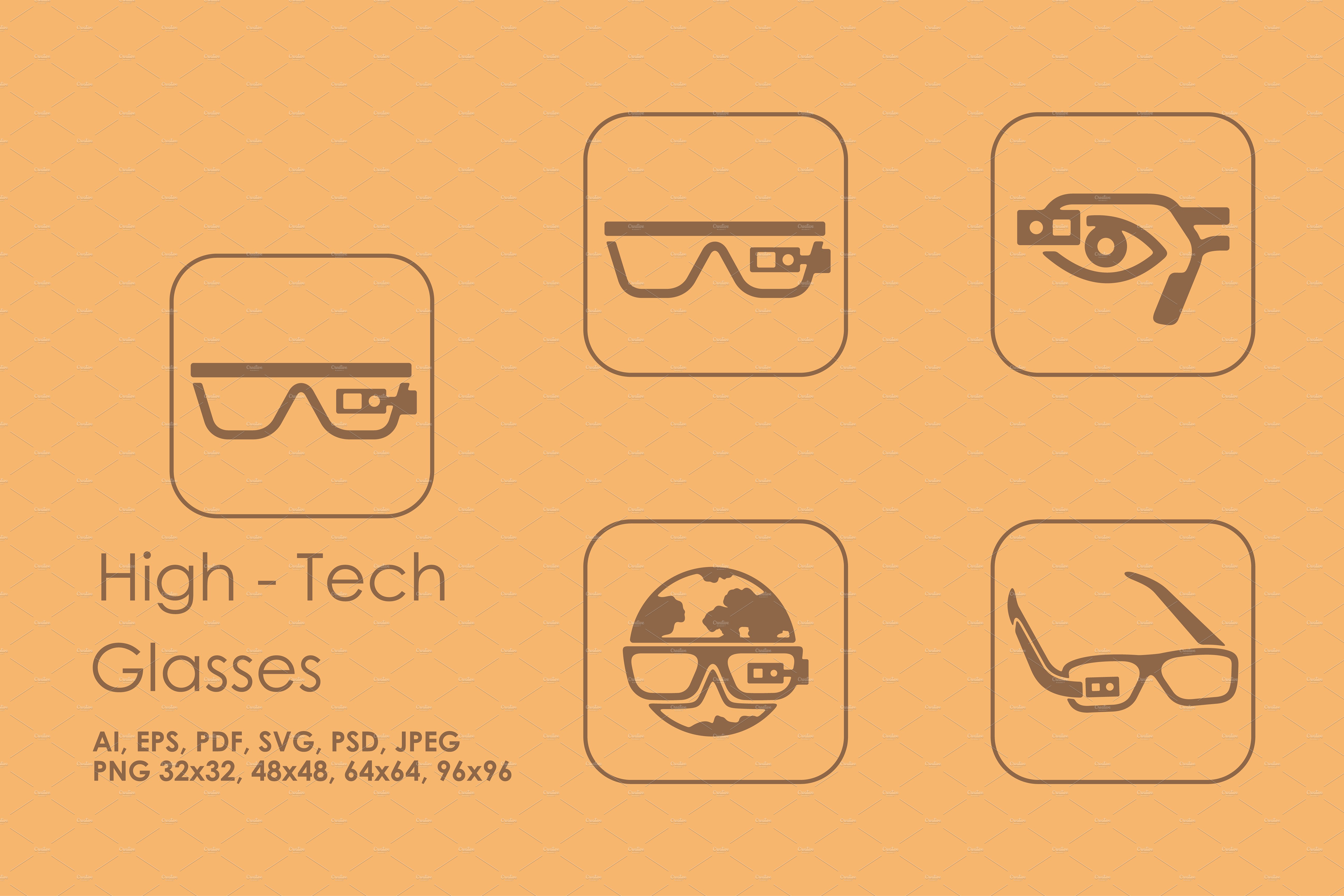 4个高科技眼镜图标 4 high-tech glasses icons_ui社