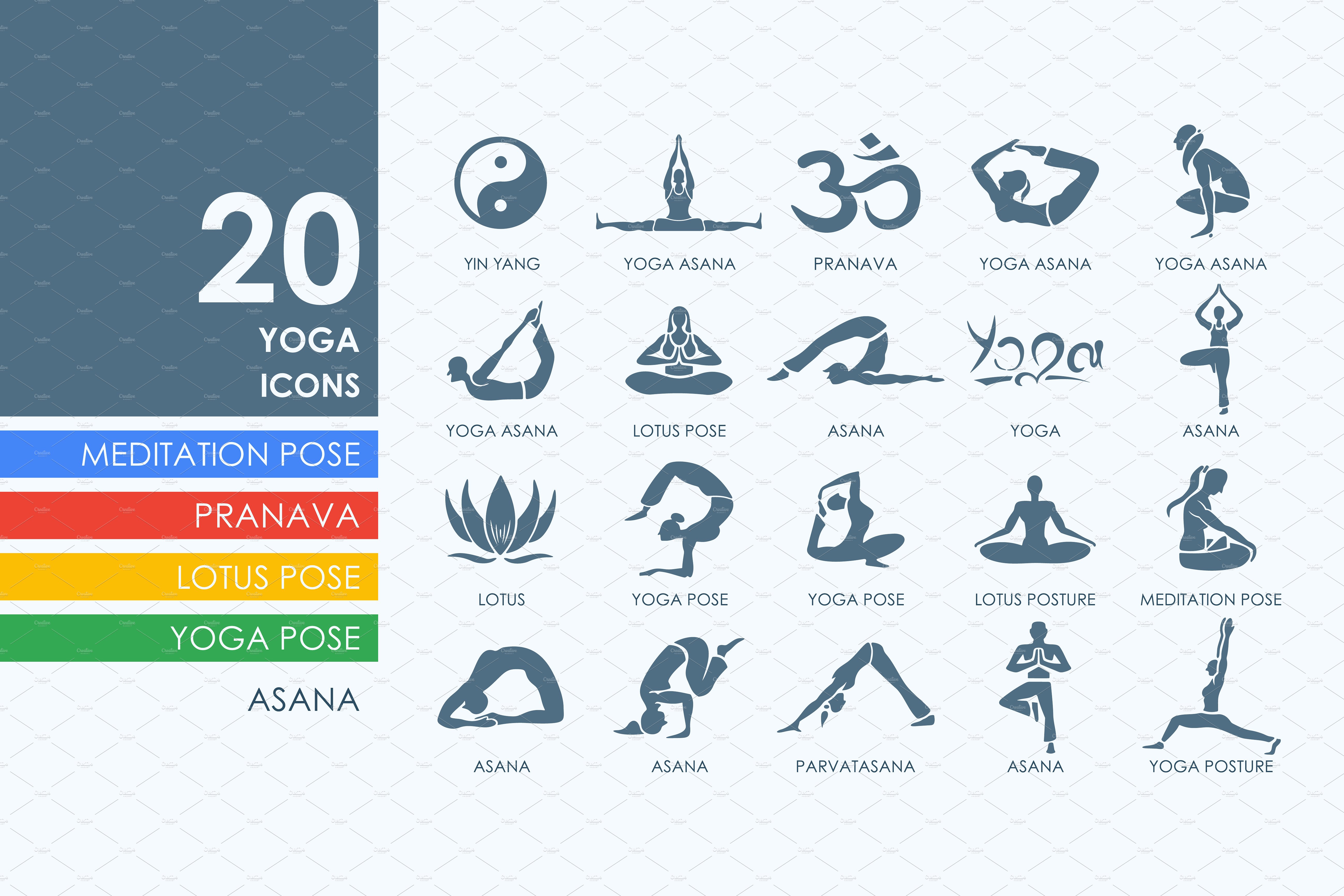 ui社 ui素材 20个瑜伽主题图标 20 yoga icons 图标