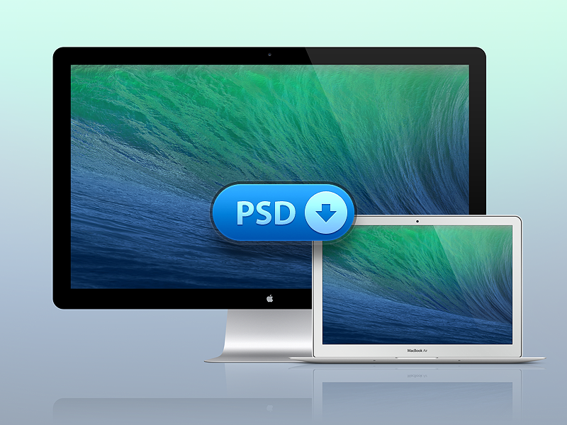 PSD Macbook Air + Thunderbolt Display Freebie