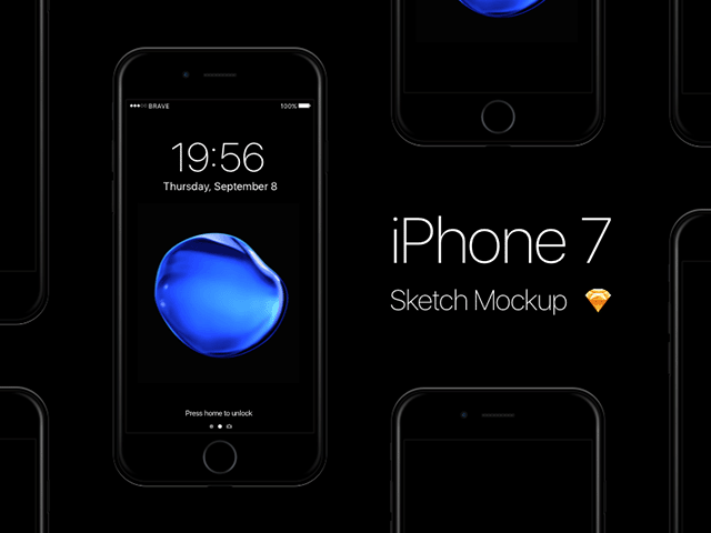 iPhone 7 Jet Black Sketch mockups by Pontus Börjesson