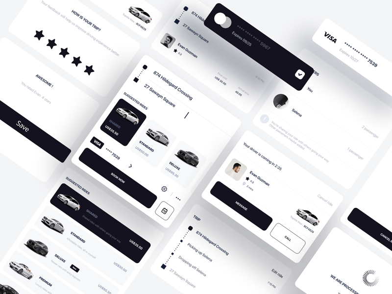 Ridesharing App UI Components