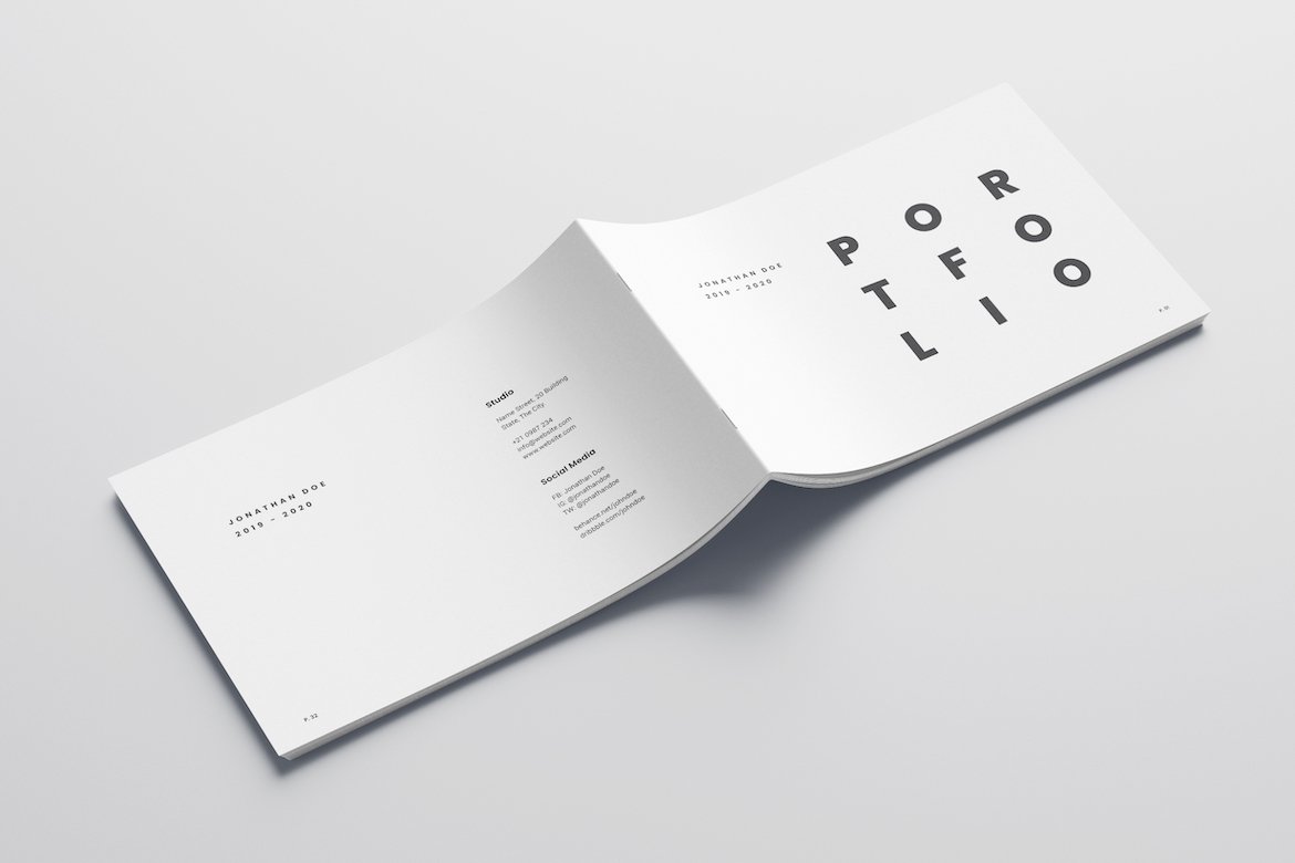 极简主义设计a4作品集杂志画册模板