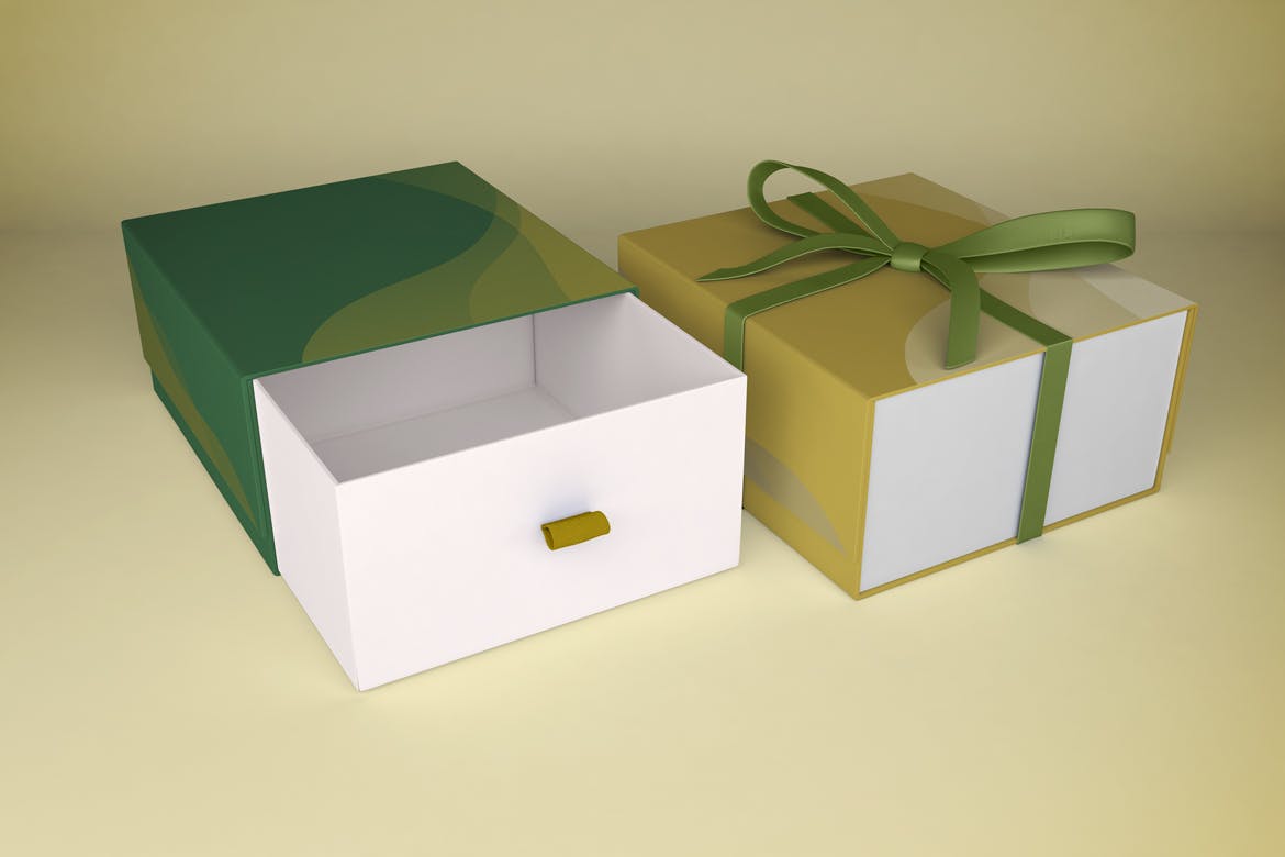 礼品盒包装设计样机psd素材下载