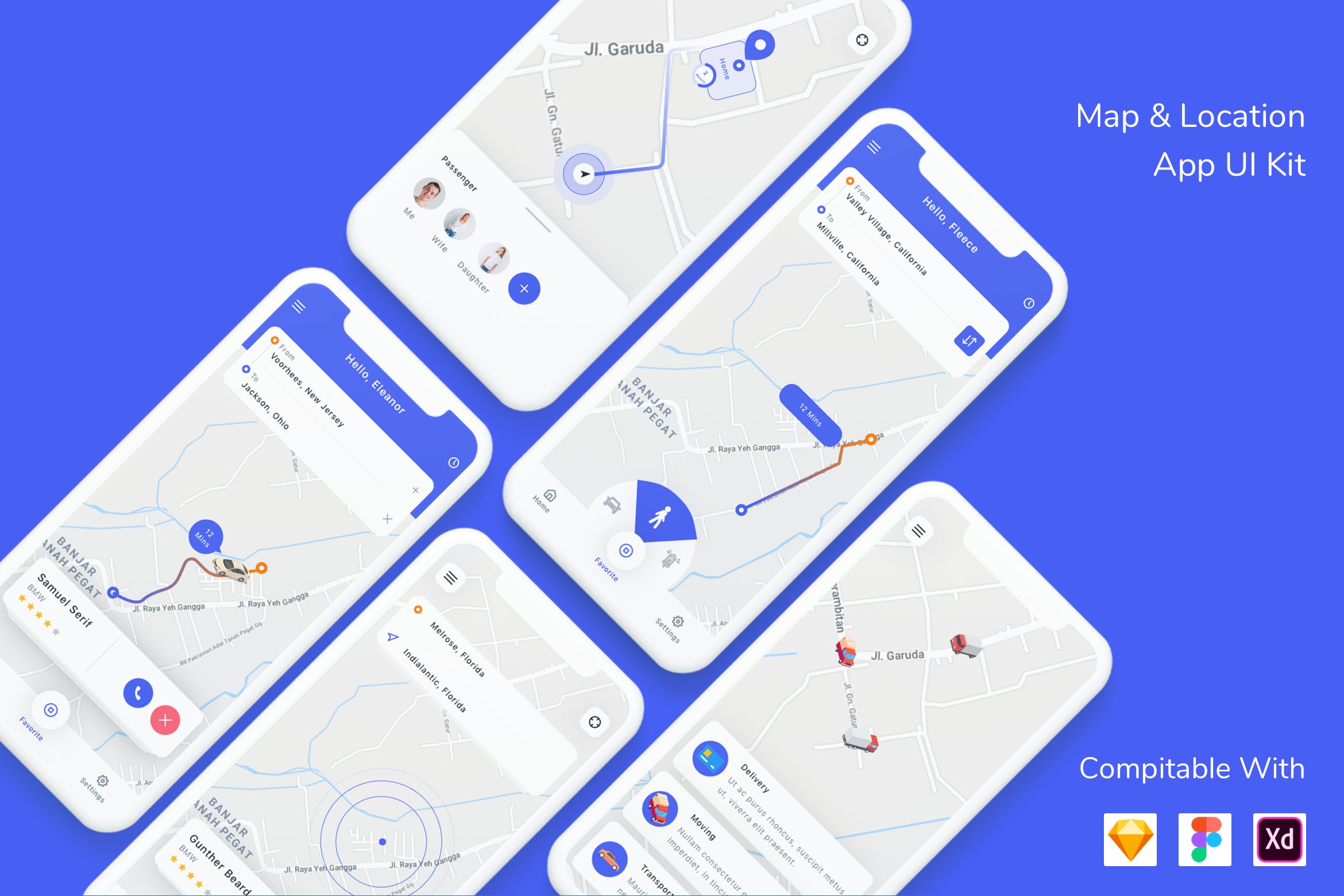 地圖& 位置 相關lbs功能的 app ui kit(fig,sketch,xd)