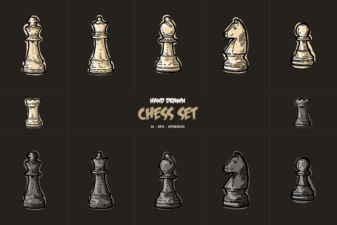 国际象棋海报手绘图片