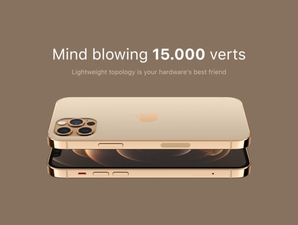 iPhone 12 PRO 金色版3D模型下载[blend,OBJ,FBX]插图5