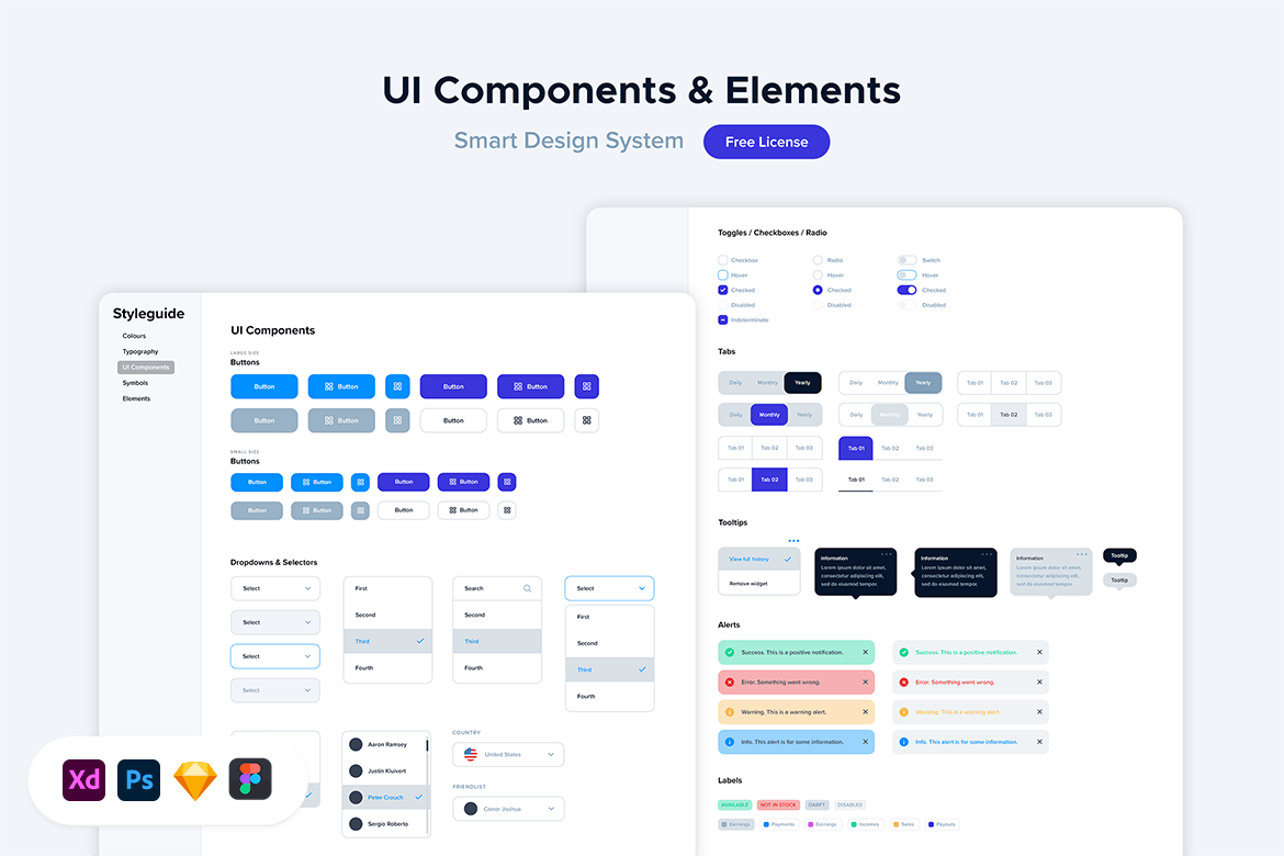 高品质的高端专业后台仪表盘dashboard UI KITS-FIG, JPG, PDF, SKETCH, PSD, XD插图2