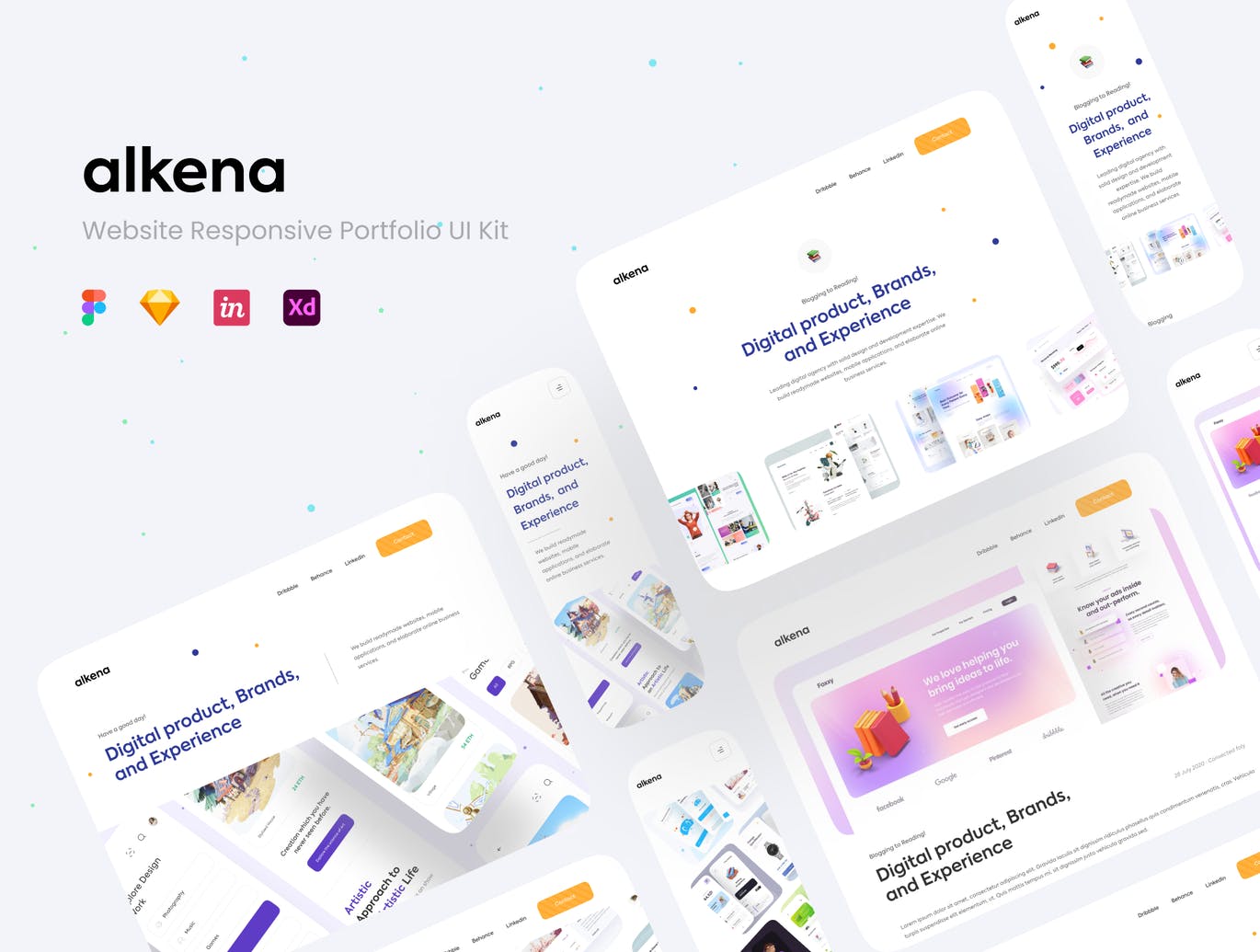 时尚高端简约多用途的高品质登录页面APP UI KITS-FIG, SKETCH, XD插图