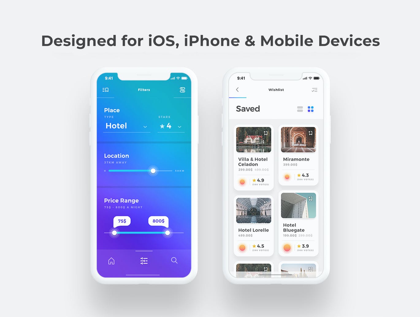 时尚高端简约多用途的高品质酒店预订APP UI KITS-FIG, PSD, SKETCH, XD插图2