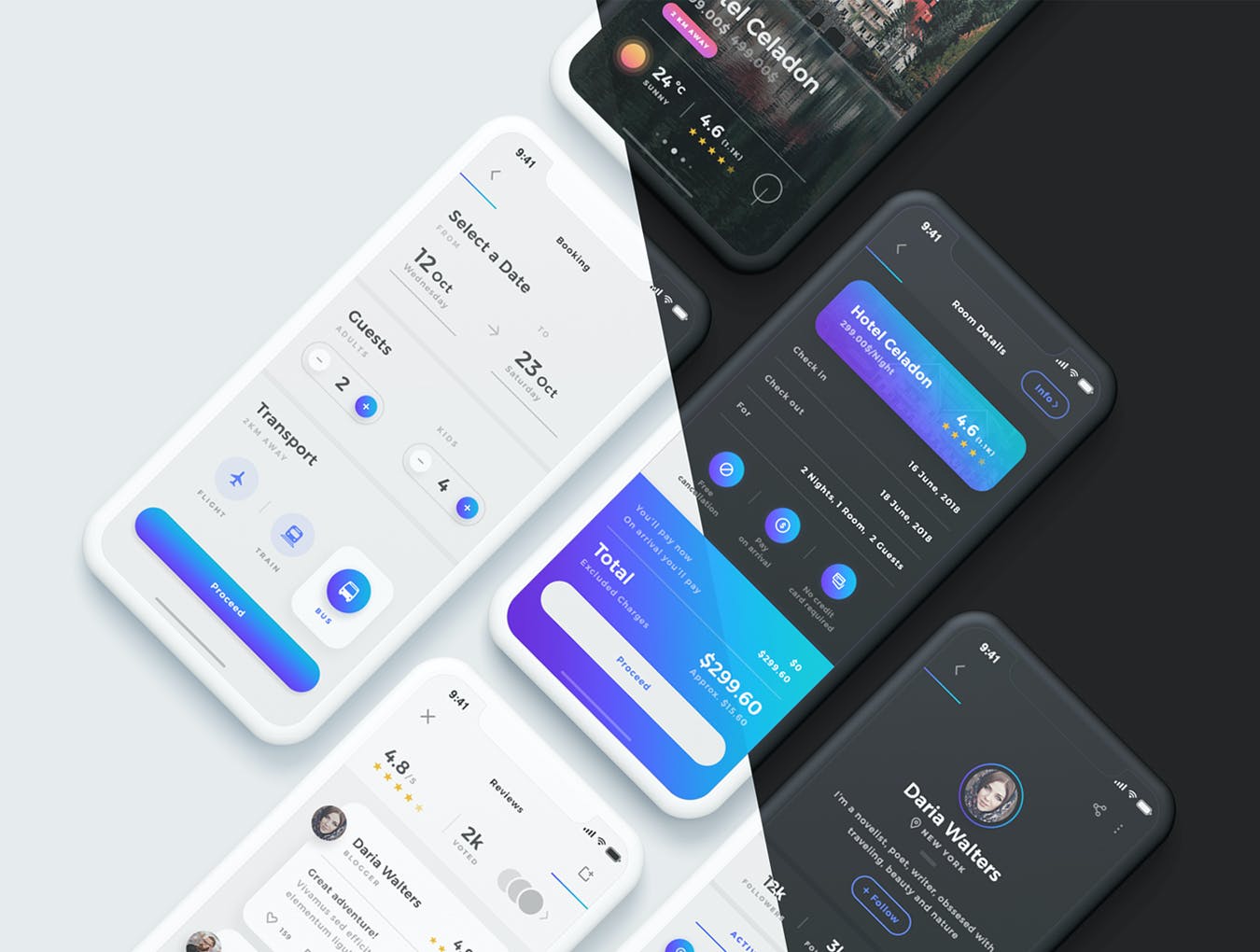 时尚高端简约多用途的高品质酒店预订APP UI KITS-FIG, PSD, SKETCH, XD插图3