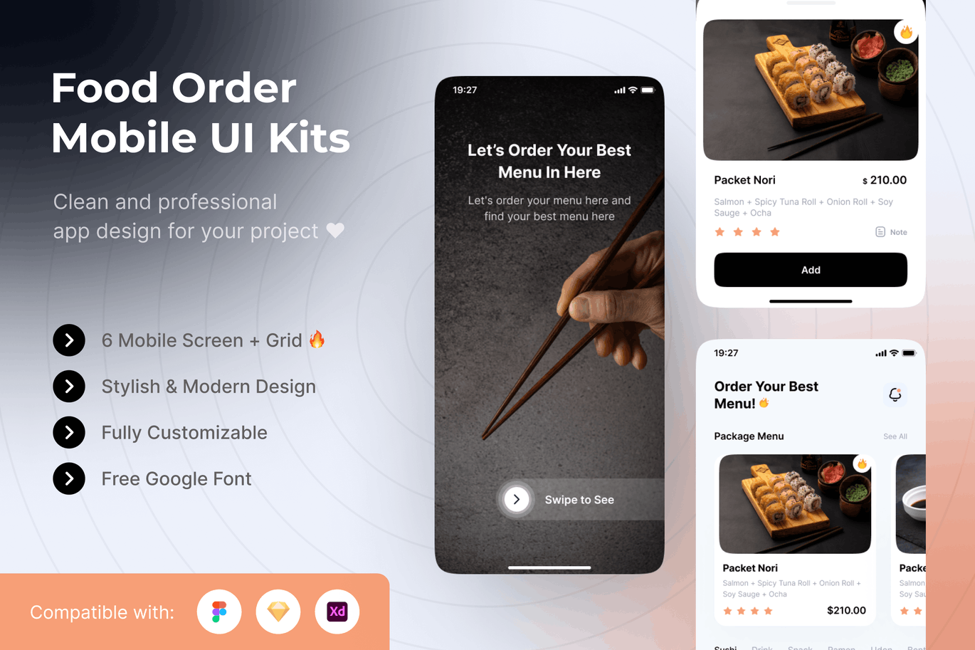 专业的高品质食品外卖APP UI KITS-FIG, SKETCH, XD插图