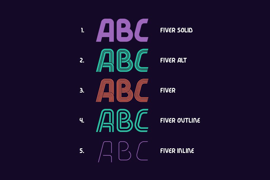 现代风格的字体套装 Modern fonts set "Fiver"插图1