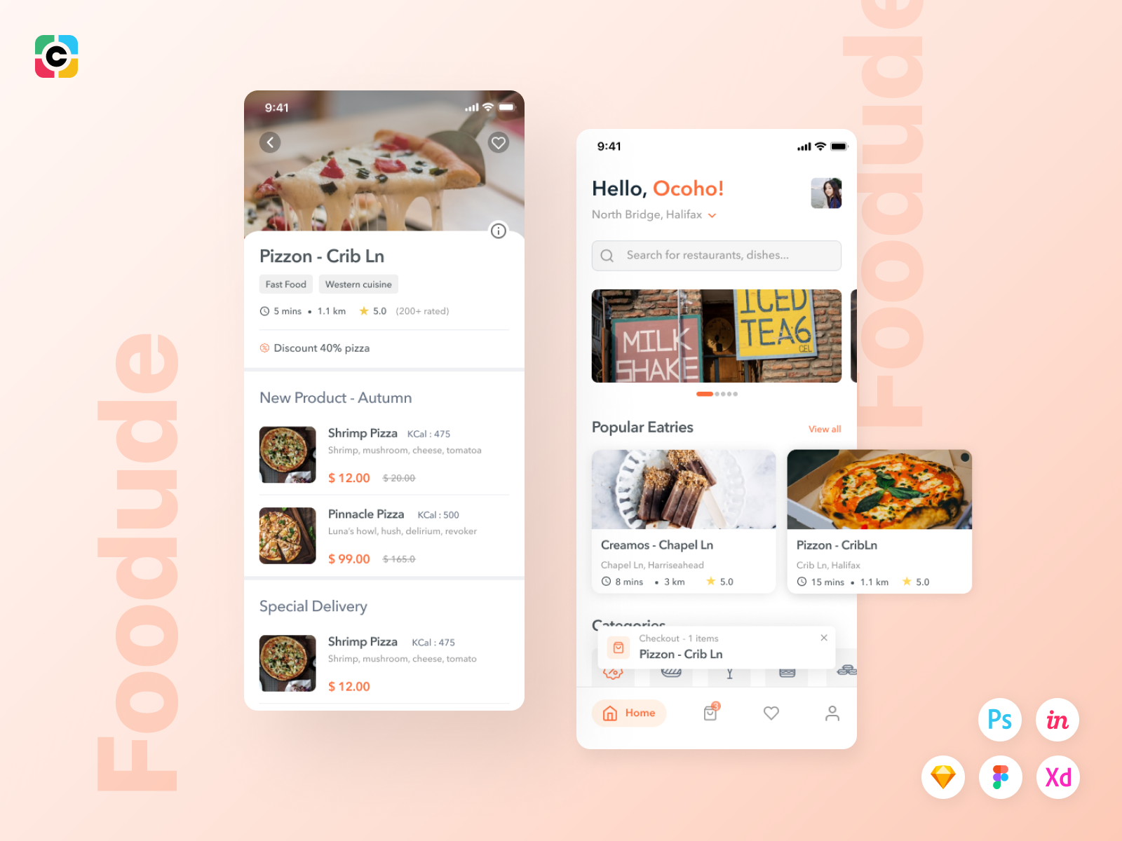 Foodude - Food Delivery App UI KIT