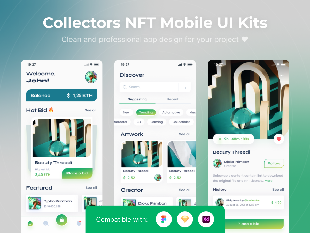 Collectors NFT Mobile App UI Kits Template