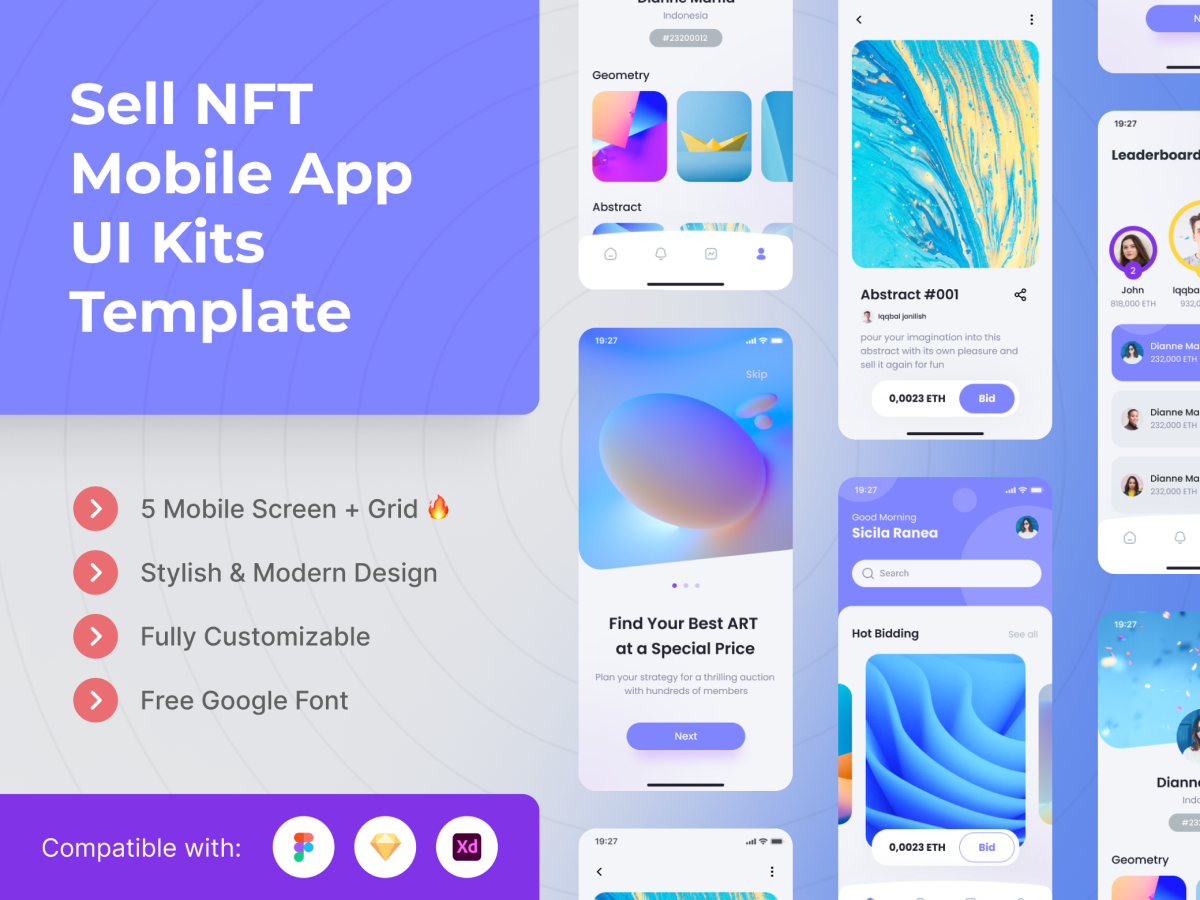 Sell NFT Mobile App UI Kits Template