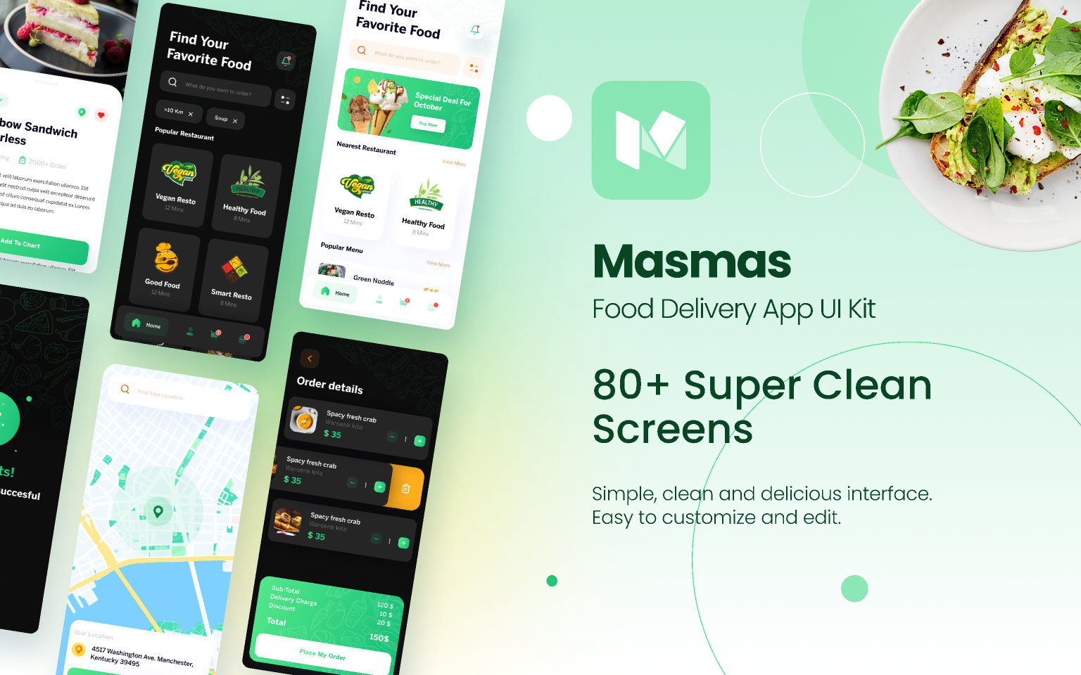 Masmas Food Delivery Mobile App UI Kit from UIGarage